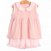 Isabella Short Set, Light Pink and Peach Stripe