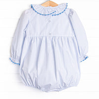 Windowpane Wonderland Smocked Bubble, Blue