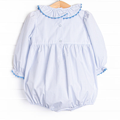 Windowpane Wonderland Smocked Bubble, Blue