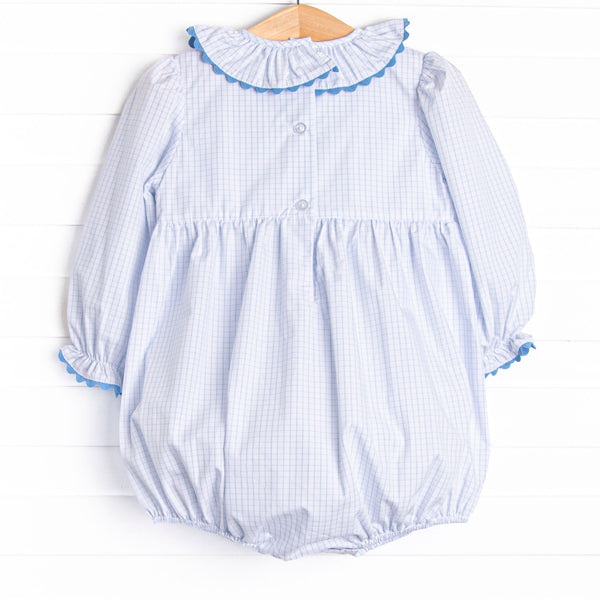Windowpane Wonderland Smocked Bubble, Blue
