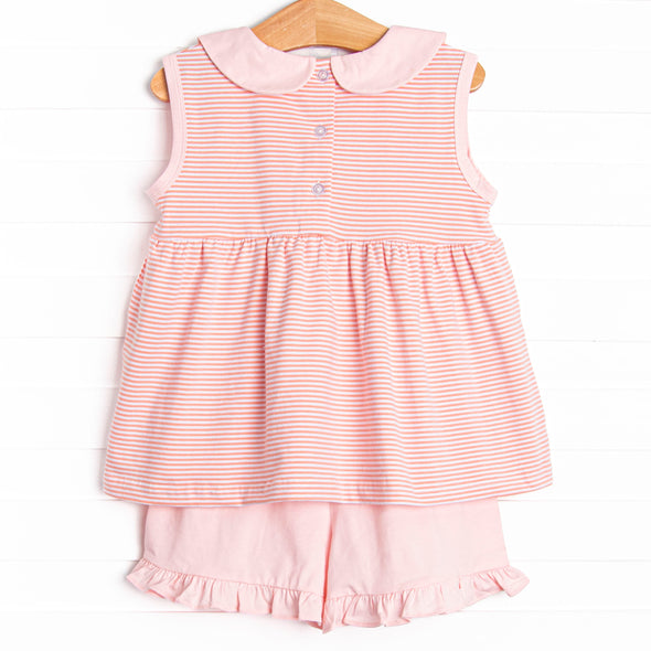 Isabella Short Set, Light Pink and Peach Stripe