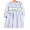 Windowpane Wonderland Smocked Dress, Blue