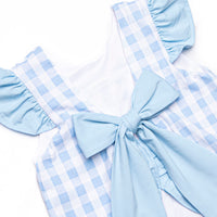 Off Land Lobster Smocked Ruffle Diaper Set, Blue