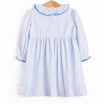 Windowpane Wonderland Smocked Dress, Blue