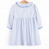 Windowpane Wonderland Smocked Dress, Blue