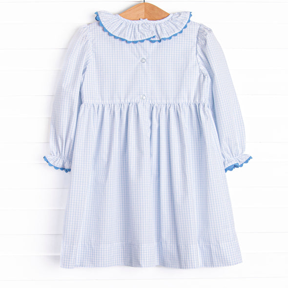 Windowpane Wonderland Smocked Dress, Blue