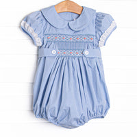 Bleu: Sellers Smocked Bubble, Blue Gingham