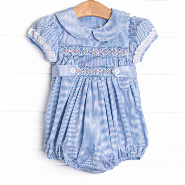 Bleu: Sellers Smocked Bubble, Blue Gingham