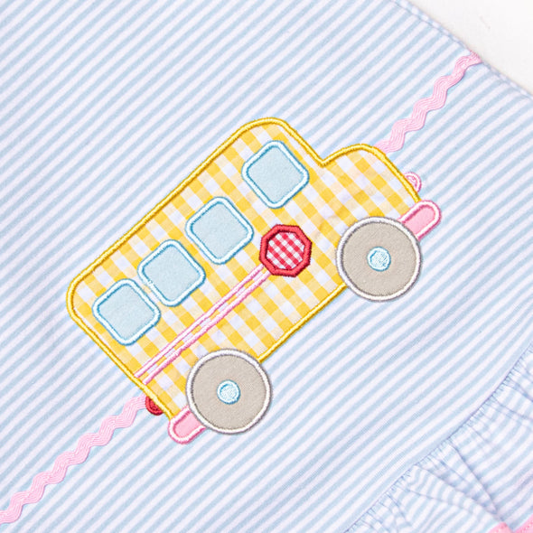 Wheels on the Bus Applique Dress, Blue
