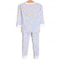 Dotted with Daisies Bamboo Pajama Set, Blue
