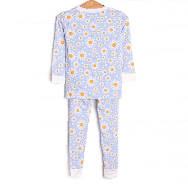 Dotted with Daisies Bamboo Pajama Set, Blue
