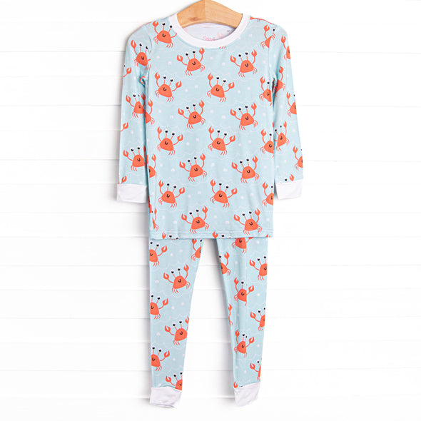 Sand Crab Sleeper Bamboo Pajama Set, Blue