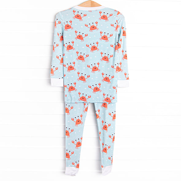 Sand Crab Sleeper Bamboo Pajama Set, Blue