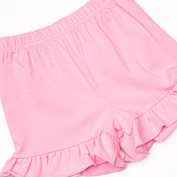 Ready To Learn Applique Ruffle Short Set, Pink