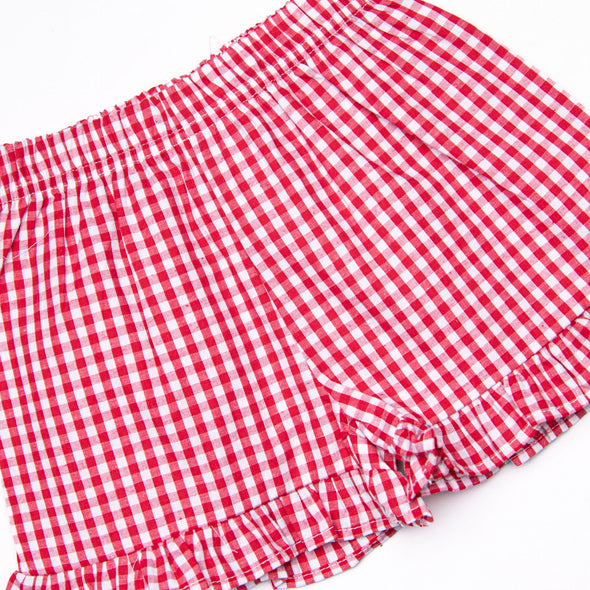 A+ Essentials Applique Ruffle Short Set, Red