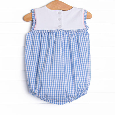 Fish Tails Applique Ruffle Bib Bubble, Blue