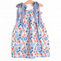 Coral Reef Crustacean Dress, Blue