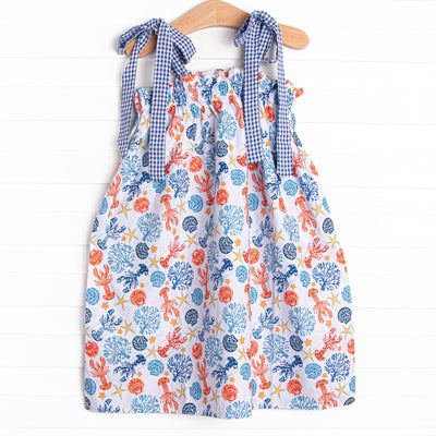 Coral Reef Crustacean Dress, Blue