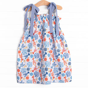 Coral Reef Crustacean Dress, Blue