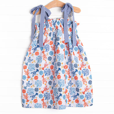 Coral Reef Crustacean Dress, Blue