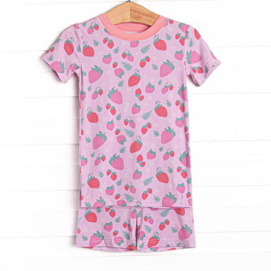 Strawberry Slumber Bamboo Pajama Short Set, Pink