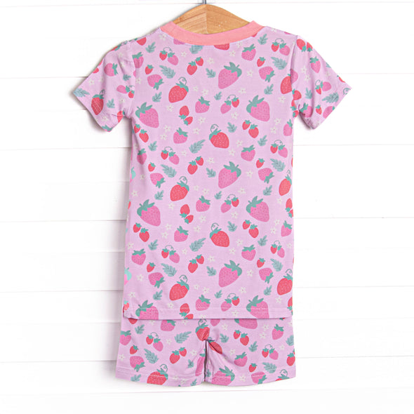 Strawberry Slumber Bamboo Pajama Short Set, Pink
