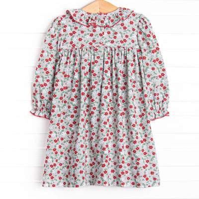 Holly Jolly Floral Smocked Dress, Green