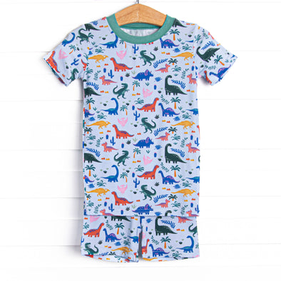 Jurassic Dreamer Bamboo Pajama Short Set, Blue