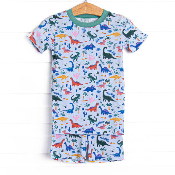 Jurassic Dreamer Bamboo Pajama Short Set, Blue