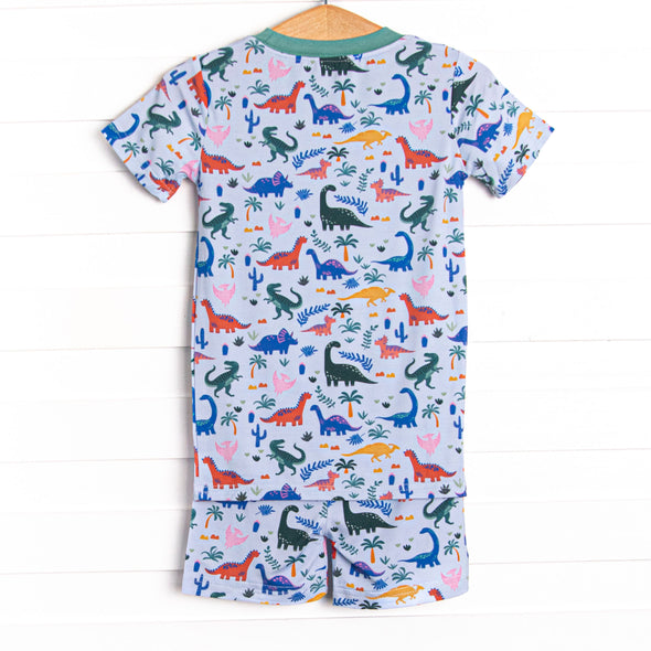 Jurassic Dreamer Bamboo Pajama Short Set, Blue