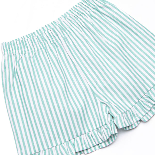 Cutest Crab Trio Applique Ruffle Short Set, Green