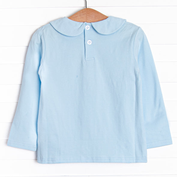 Tilling Tractor Embroidered Top, Blue