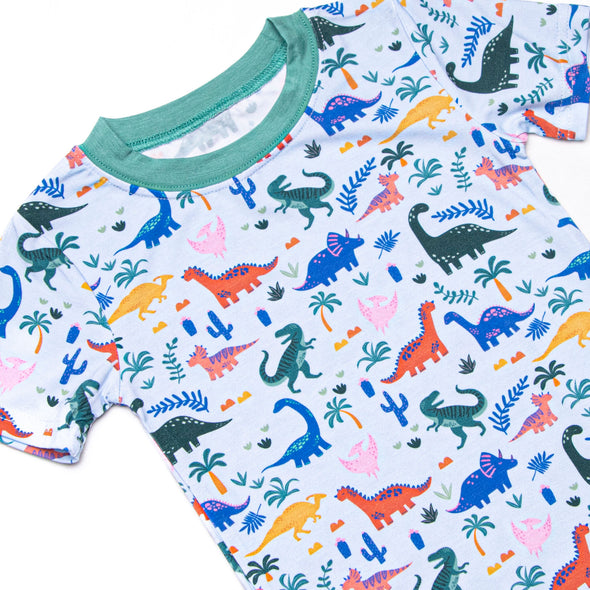 Jurassic Dreamer Bamboo Pajama Short Set, Blue
