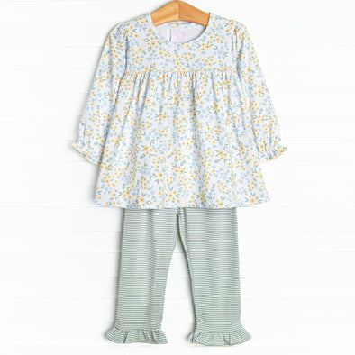 Sage Seasons in the Sun Ruffle Legging Set, Yellow