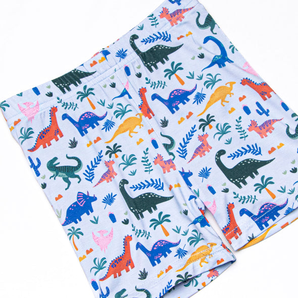 Jurassic Dreamer Bamboo Pajama Short Set, Blue