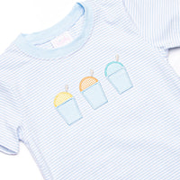 Summer Snow Cones Applique Short Set, Blue Stripe