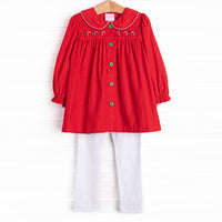 Christmas Candy Land Embroidered Legging Set, Red