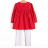 Christmas Candy Land Embroidered Legging Set, Red