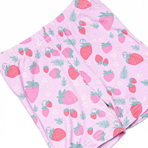 Strawberry Slumber Bamboo Pajama Short Set, Pink