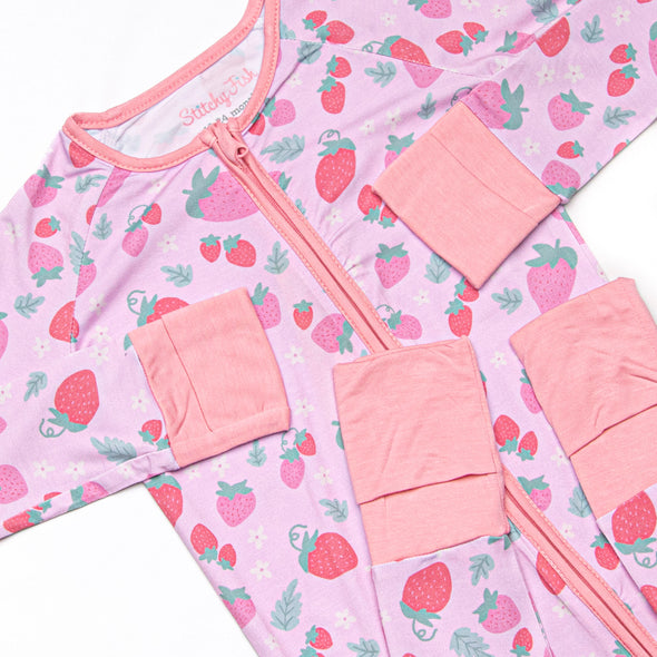 Strawberry Slumber Bamboo Zippy Pajama, Pink