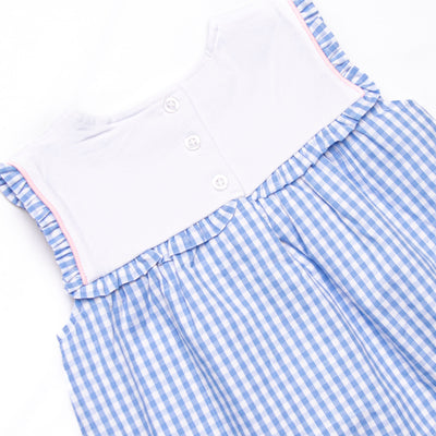 Fish Tails Applique Ruffle Bib Short Set, Blue