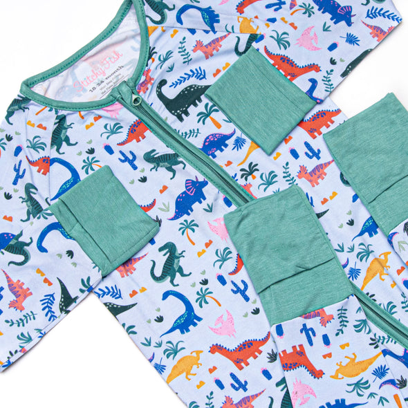 Jurassic Dreamer Bamboo Zippy Pajama, Blue