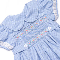 Bleu: Sellers Smocked Diaper Set, Blue Gingham
