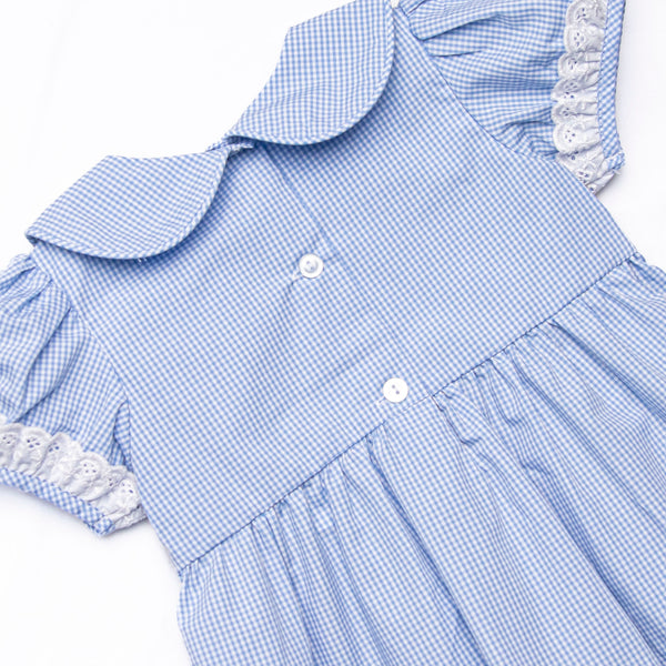 Bleu: Sellers Smocked Diaper Set, Blue Gingham