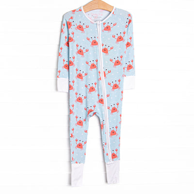 Sand Crab Sleeper Bamboo Zippy Pajama, Blue