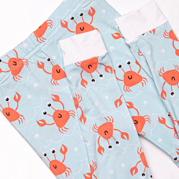 Sand Crab Sleeper Bamboo Pajama Set, Blue