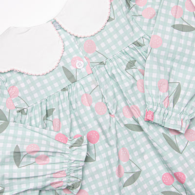 Berry Cherry Diaper Set, Green