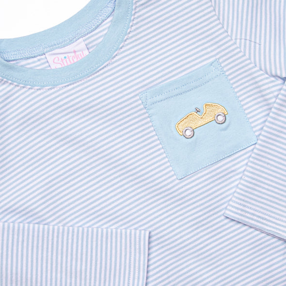 Around the Track Embroidered Top, Blue