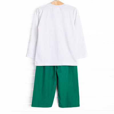 St. Nicholas Smocked Pant Set, Green