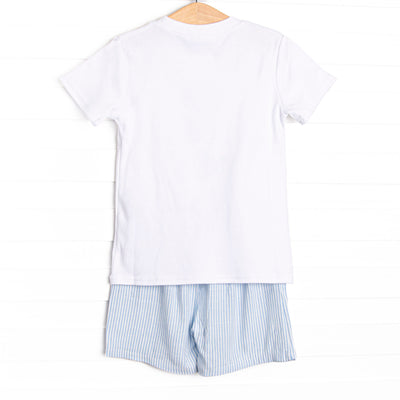 Shimmering Scales Applique Short Set, Blue